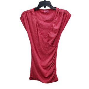 Michael Stars Women's Y2K Dark Fuchsia Lurex Ruched Side Surplus Top One Size